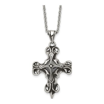 Stainless Steel Black Cross Pendant Necklace