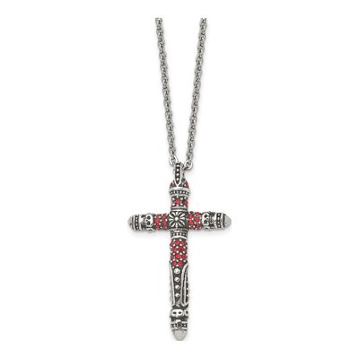 Stainless Steel Crystal Cross Pendant Necklace – view 4
