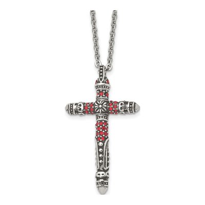 Stainless Steel Crystal Cross Pendant Necklace