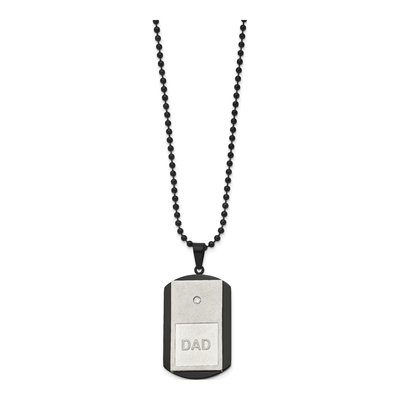 Black Stainless Steel CZ DAD Dog Tag Pendant Necklace – view 4