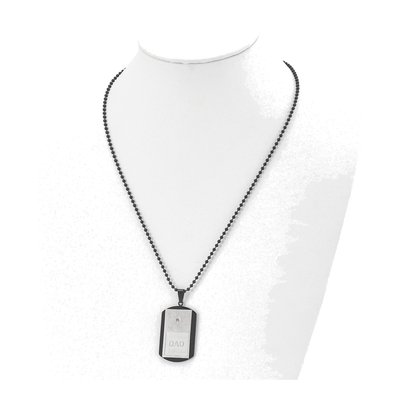 Black Stainless Steel CZ DAD Dog Tag Pendant Necklace – view 5