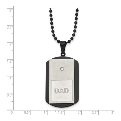 Black Stainless Steel CZ DAD Dog Tag Pendant Necklace – view 6