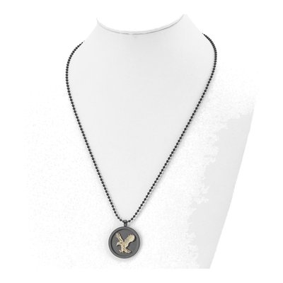 Stainless Steel Eagle Disk Pendant Necklace – view 5