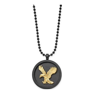 Stainless Steel Eagle Disk Pendant Necklace