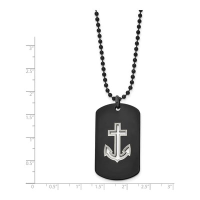 Black Stainless Steel Black Anchor Dog Tag Pendant Necklace – view 6