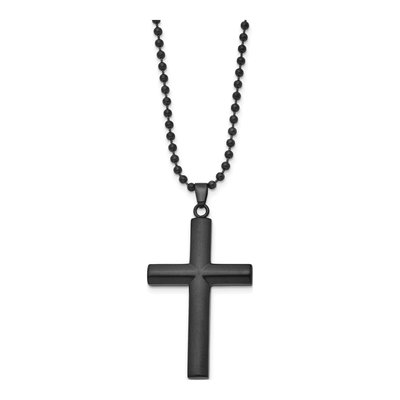 Black Stainless Steel Cross Pendant Necklace – view 3