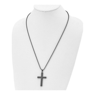 Black Stainless Steel Cross Pendant Necklace – view 6