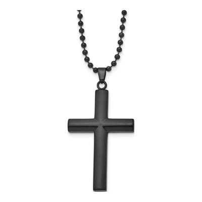 Black Stainless Steel Cross Pendant Necklace