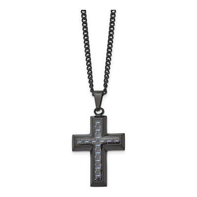 Black Stainless Steel Black Cross Pendant Necklace – view 3