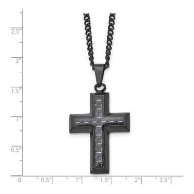 Black Stainless Steel Black Cross Pendant Necklace – view 6