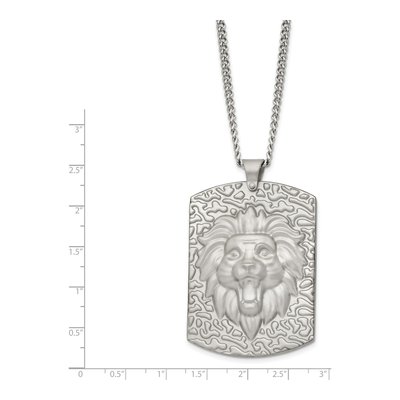 Stainless Steel Lion Head Dog Tag Pendant Necklace – view 4