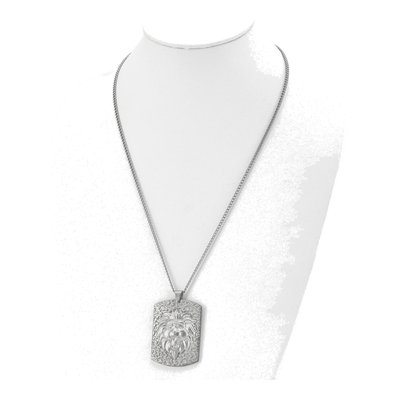 Stainless Steel Lion Head Dog Tag Pendant Necklace – view 5