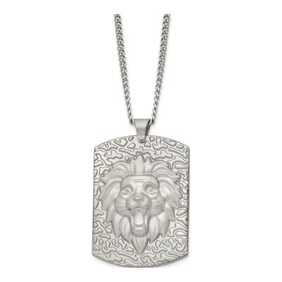 Stainless Steel Lion Head Dog Tag Pendant Necklace
