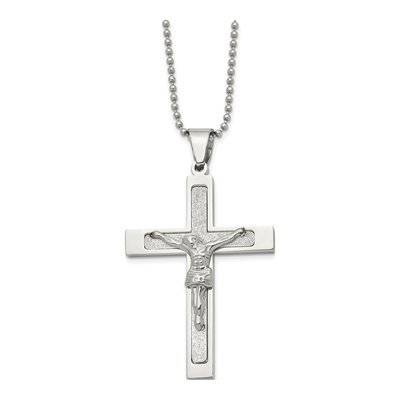 Stainless Steel Crucifix Pendant Necklace