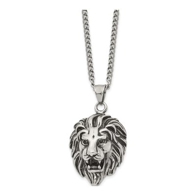 Stainless Steel Lion Head Curb Pendant Necklace – view 4
