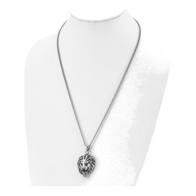 Stainless Steel Lion Head Curb Pendant Necklace – view 5