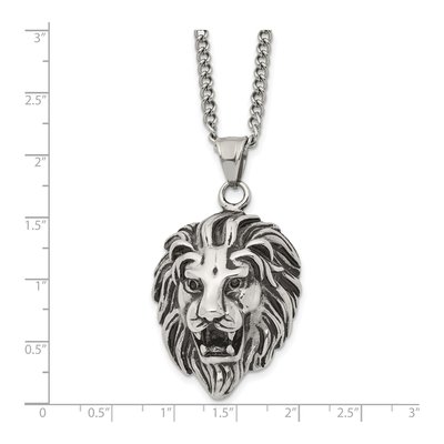 Stainless Steel Lion Head Curb Pendant Necklace – view 6