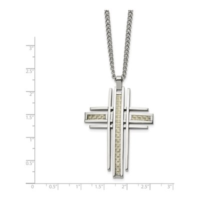 Stainless Steel Carbon Fiber Cross Pendant Necklace – view 4