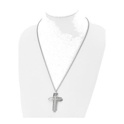 Stainless Steel Carbon Fiber Cross Pendant Necklace – view 5