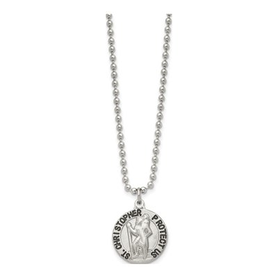 Stainless Steel St Christopher Medal Pendant Necklace – view 3