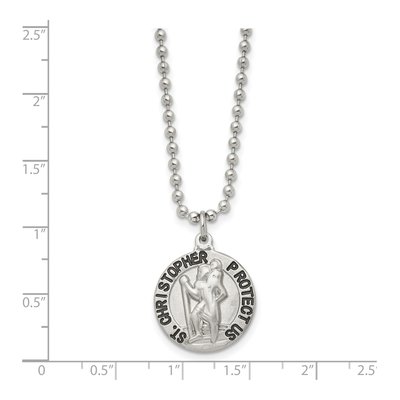 Stainless Steel St Christopher Medal Pendant Necklace – view 4