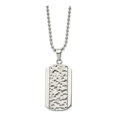 Stainless Steel CZ Dog Tag Pendant Necklace – view 3