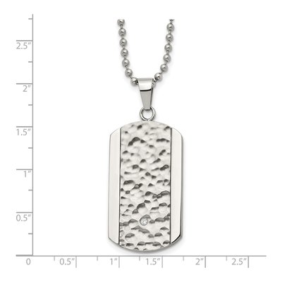Stainless Steel CZ Dog Tag Pendant Necklace – view 4
