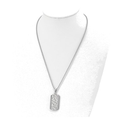 Stainless Steel CZ Dog Tag Pendant Necklace – view 5
