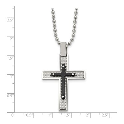 Black Stainless Steel Black Cross Pendant Necklace – view 4