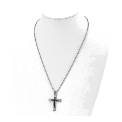 Black Stainless Steel Black Cross Pendant Necklace – view 5