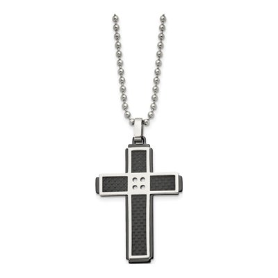 Black Stainless Steel Cross Pendant Necklace – view 3