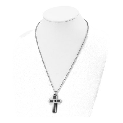 Black Stainless Steel Cross Pendant Necklace – view 5