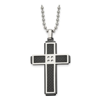 Black Stainless Steel Cross Pendant Necklace
