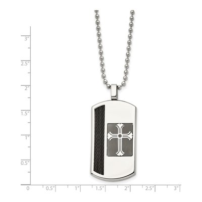 Black Stainless Steel Cross Dog Tag Pendant Necklace – view 3