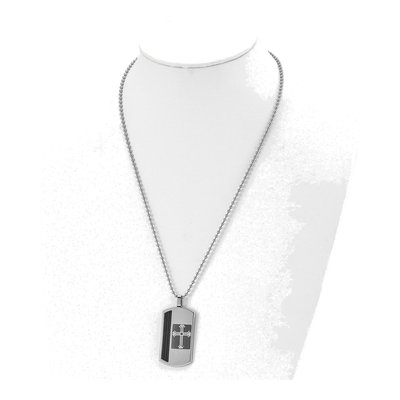 Black Stainless Steel Cross Dog Tag Pendant Necklace – view 4