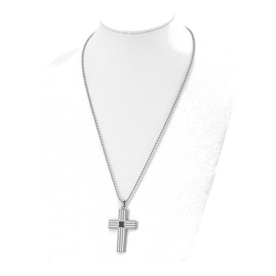 Stainless Steel CZ Cross Pendant Necklace – view 5