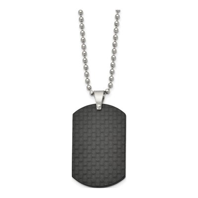 Stainless Steel Carbon Fiber Dog Tag Pendant Necklace – view 3