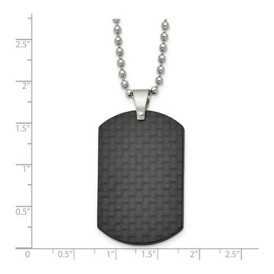 Stainless Steel Carbon Fiber Dog Tag Pendant Necklace – view 4