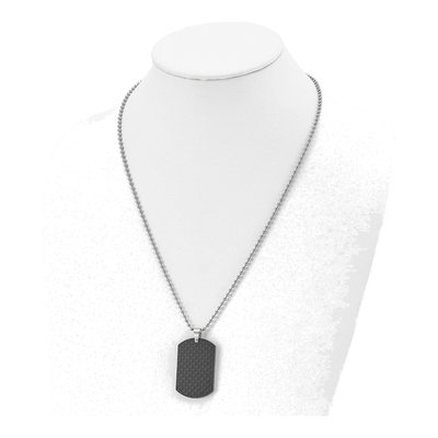 Stainless Steel Carbon Fiber Dog Tag Pendant Necklace – view 5