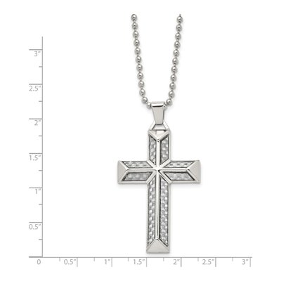 Stainless Steel Carbon Fiber Cross Pendant Necklace – view 4