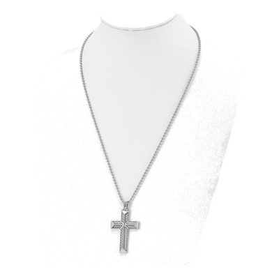 Stainless Steel Carbon Fiber Cross Pendant Necklace – view 5