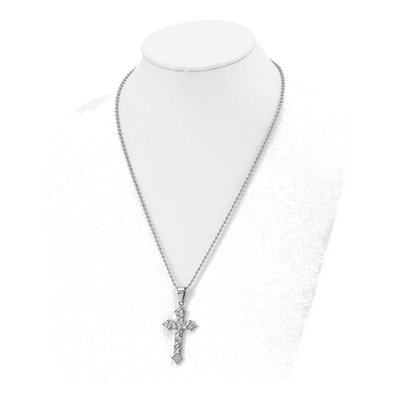 Stainless Steel CZ Cross Pendant Necklace – view 5