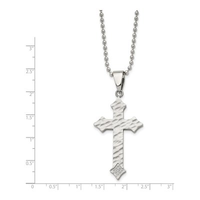 Stainless Steel CZ Cross Pendant Necklace – view 6