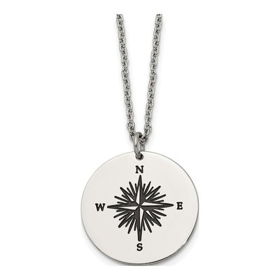 Stainless Steel Compass Pendant Necklace