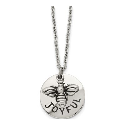 Stainless Steel Enamel Bee Pendant Necklace