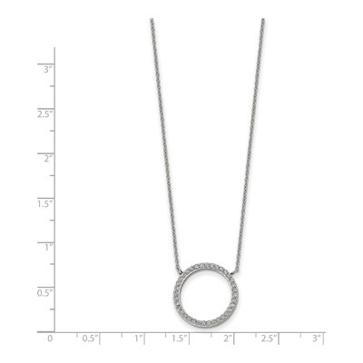Stainless Steel CZ Open Circle Pendant Necklace – view 4