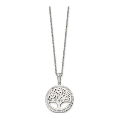 Stainless Steel Crystal Tree of Life Pendant Necklace – view 4