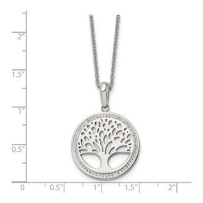 Stainless Steel Crystal Tree of Life Pendant Necklace – view 6