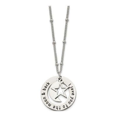 Stainless Steel I Love You to Moon Pendant Necklace – view 4