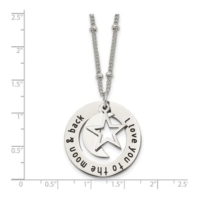 Stainless Steel I Love You to Moon Pendant Necklace – view 6